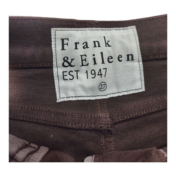 Frank & Eileen Cork High Waist Straight Leg Jeans Sz 27 Chocolate Brown Raw Hem - Picture 2 of 12